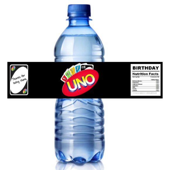 1st Birthday Party Water Bottle Labels, Card Game Design, 8.5 x 2 inches, 12pcs - Picture 2 of 6